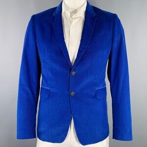 PAUL SMITH Size 42 Blue Corduroy Cotton Notch Lapel Sport Coat